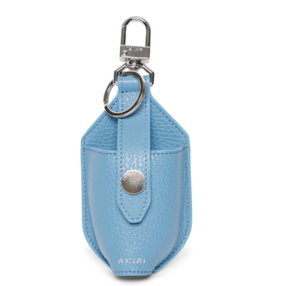 Amiri Leather Pouch Carolina Blue Key Fob pebbled grain sanitizer